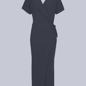 Navy v neck short sleeve wrap Jumpsuit